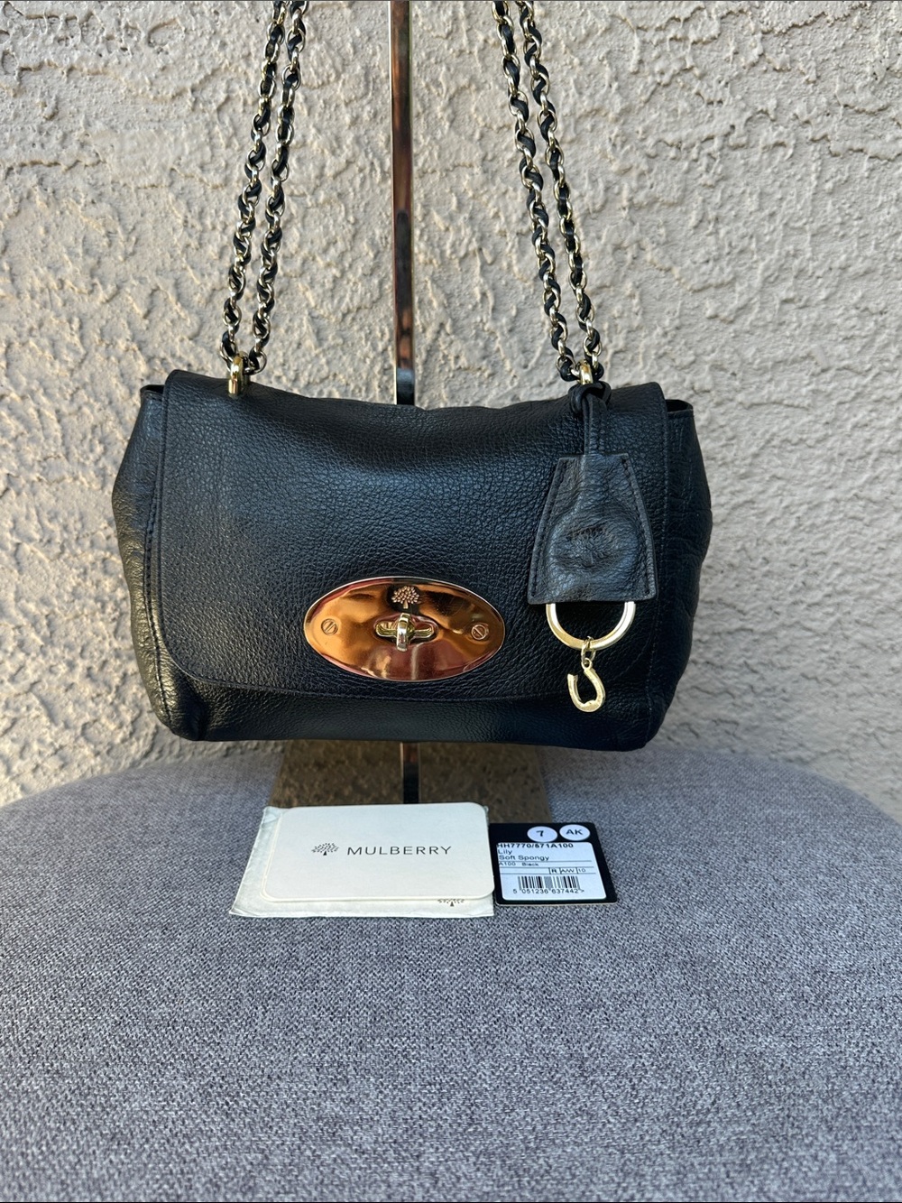 MULBERRY Lily Black Glossy Goat Black Leather 2 way bag - Picture 2 of 13